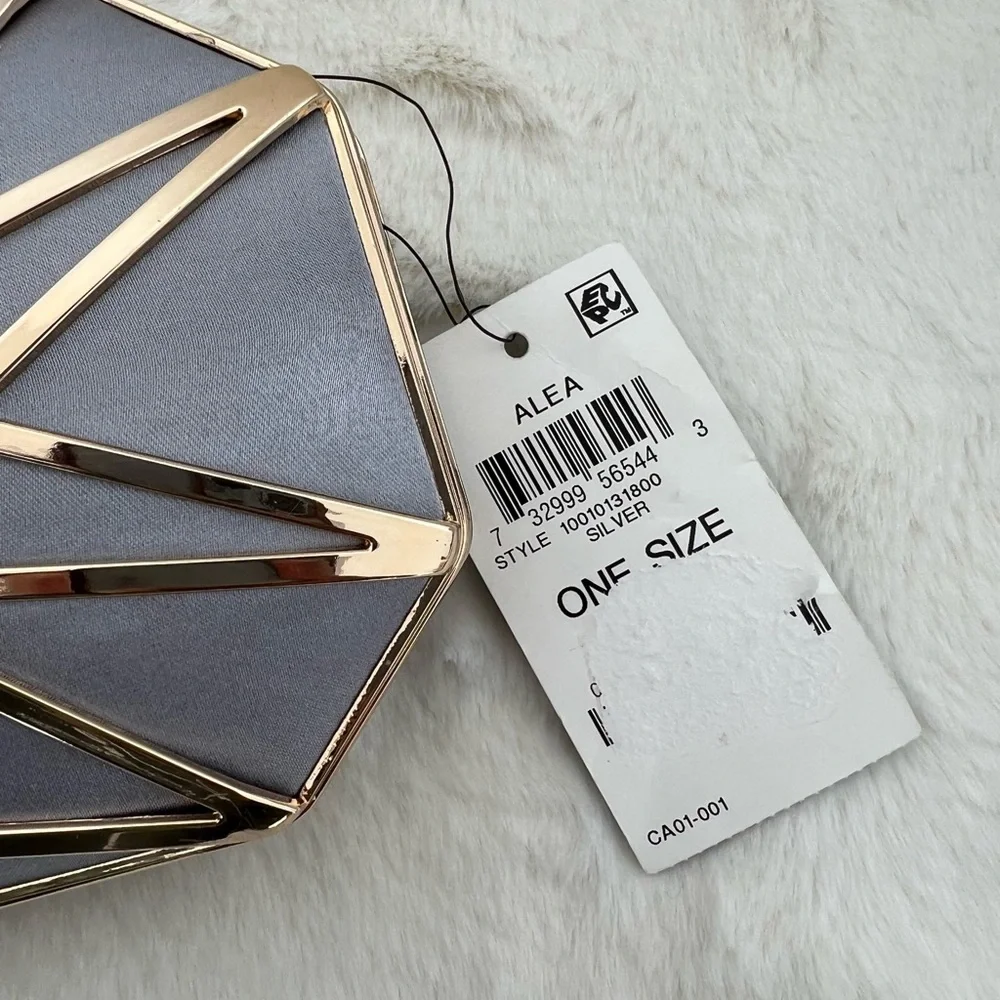 Inc International Concepts Alea Geometric Clutch Silver Gold Crossbody - Picture 6 of 9